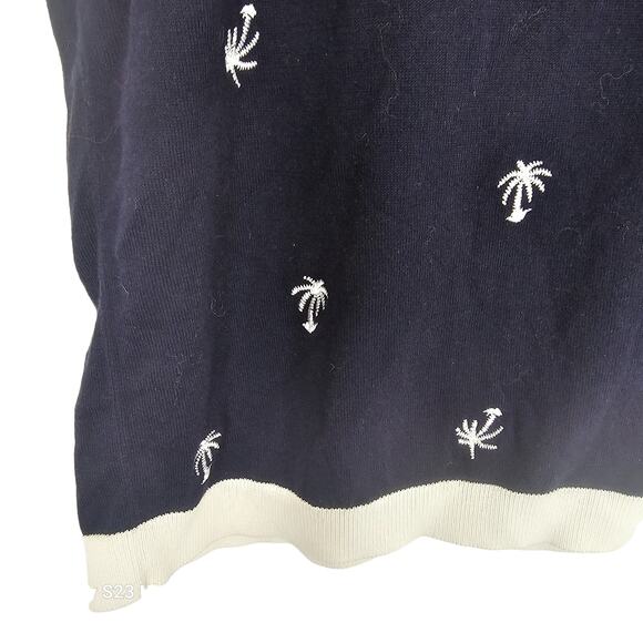 Talbots Sweater Knit Sweater Women 3X Navy Sleeveless Sweater Women Palm Tree - Picture 3 of 7